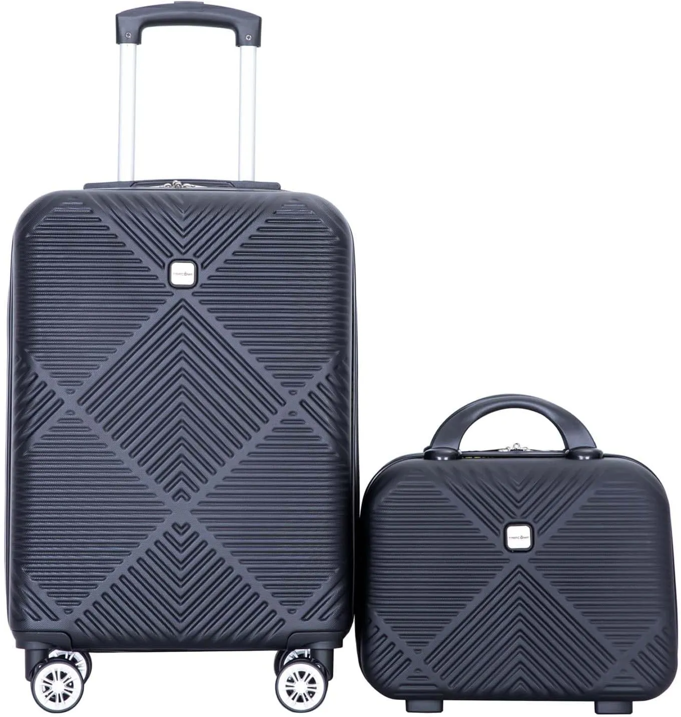 Carry-on Luggage 22x14x9 Airline Approved, 20 Inch Carry on Luggage with Wheels, Hardside Carry On Luggage Set & International Hardshell Luggage Sets 2 Piece with 14 Inch Case (Black)