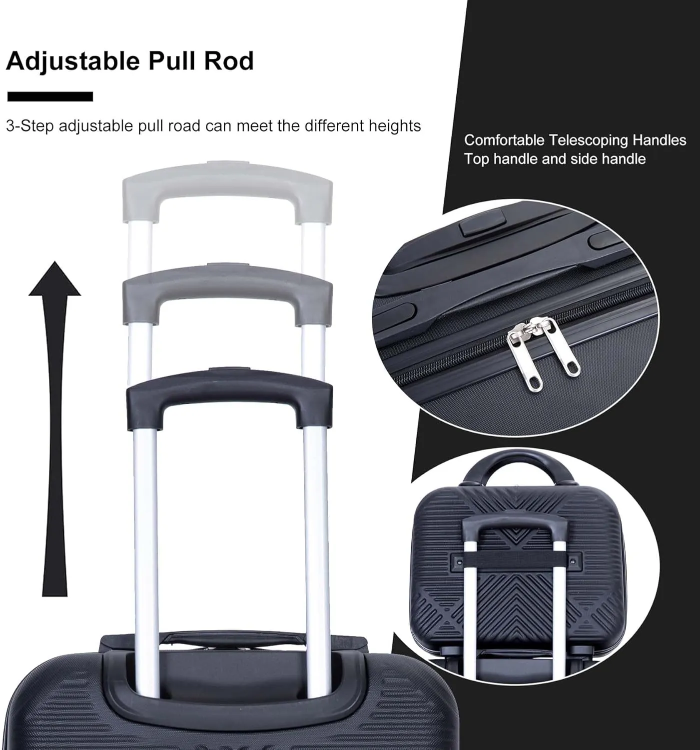 Carry-on Luggage 22x14x9 Airline Approved, 20 Inch Carry on Luggage with Wheels, Hardside Carry On Luggage Set & International Hardshell Luggage Sets 2 Piece with 14 Inch Case (Black)