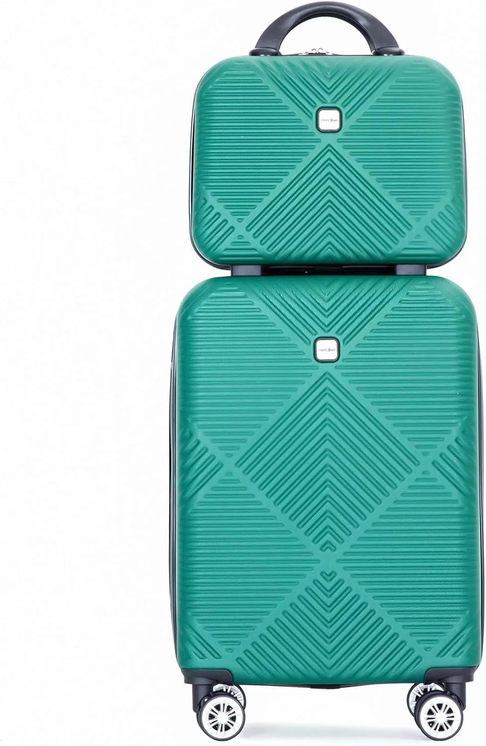 Carry-on Luggage 22x14x9 Airline Approved, 20 Inch Carry on Luggage with Wheels, Hardside Carry On Luggage Set & International Hardshell Luggage Sets 2 Piece with 14 Inch Case (Dark Green)