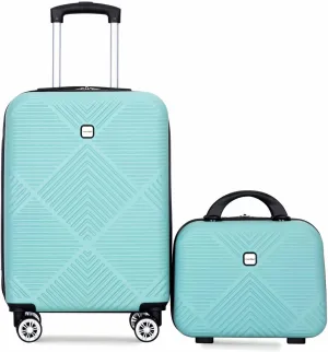 Carry-on Luggage 22x14x9 Airline Approved, 20 Inch Carry on Luggage with Wheels, Hardside Carry On Luggage Set & International Hardshell Luggage Sets 2 Piece with 14 Inch Case (Light Blue)