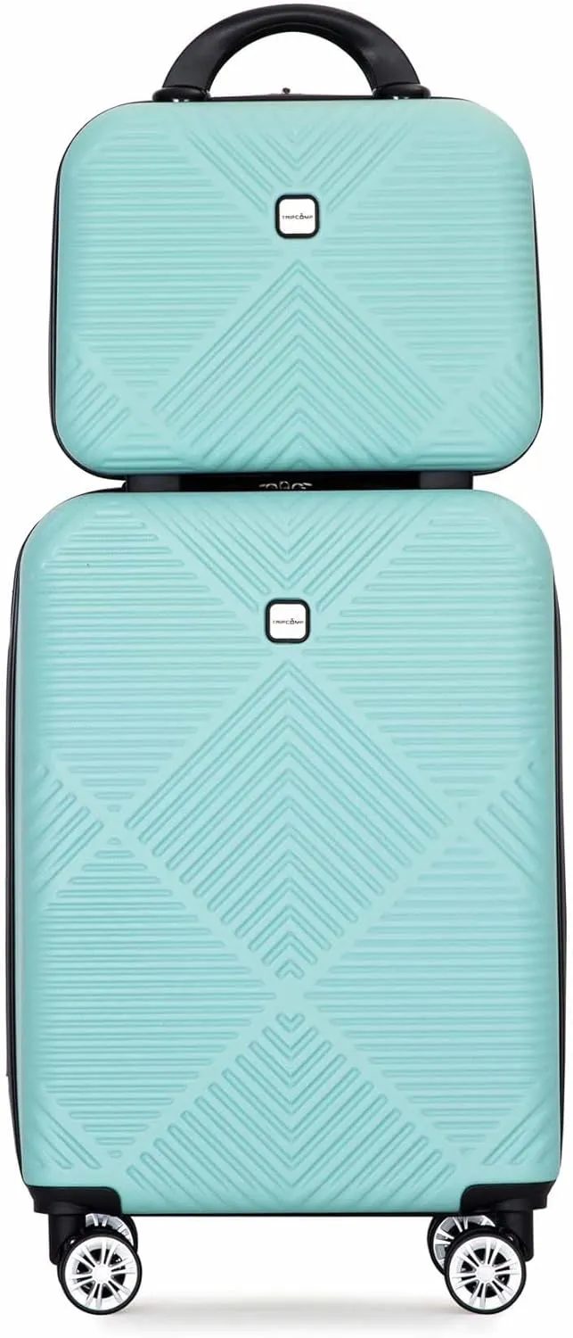 Carry-on Luggage 22x14x9 Airline Approved, 20 Inch Carry on Luggage with Wheels, Hardside Carry On Luggage Set & International Hardshell Luggage Sets 2 Piece with 14 Inch Case (Light Blue)