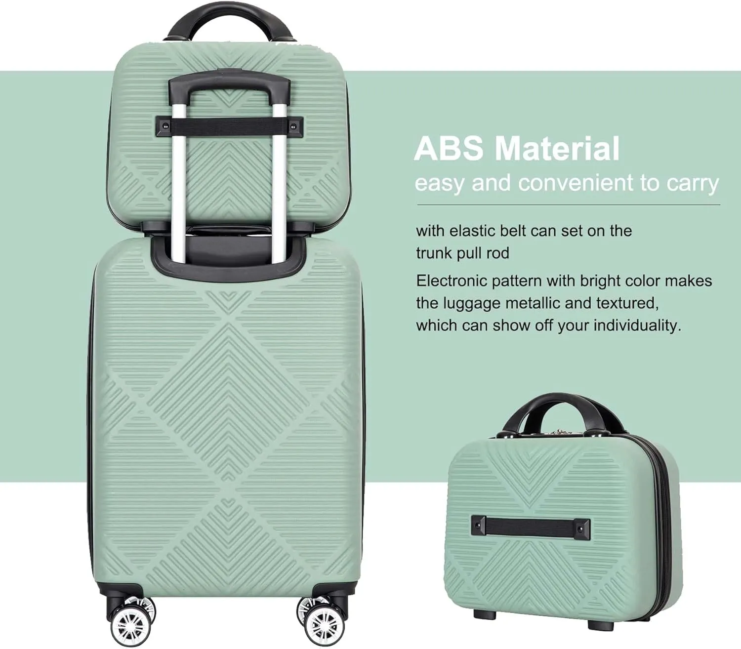 Carry-on Luggage 22x14x9 Airline Approved, 20 Inch Carry on Luggage with Wheels, Hardside Carry On Luggage Set & International Hardshell Luggage Sets 2 Piece with 14 Inch Case (Olive Green)