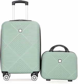 Carry-on Luggage 22x14x9 Airline Approved, 20 Inch Carry on Luggage with Wheels, Hardside Carry On Luggage Set & International Hardshell Luggage Sets 2 Piece with 14 Inch Case (Olive Green)