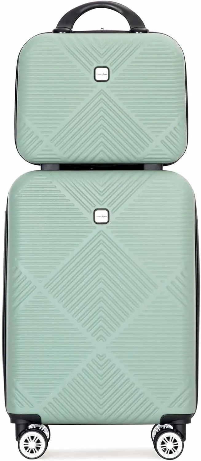 Carry-on Luggage 22x14x9 Airline Approved, 20 Inch Carry on Luggage with Wheels, Hardside Carry On Luggage Set & International Hardshell Luggage Sets 2 Piece with 14 Inch Case (Olive Green)