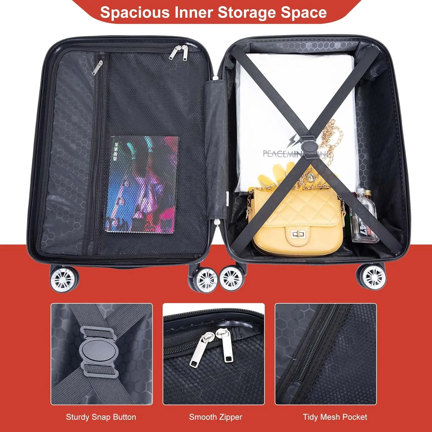 Carry-on Luggage 22x14x9 Airline Approved, 20 Inch Carry on Luggage with Wheels, Hardside Carry On Luggage Set & International Hardshell Luggage Sets 2 Piece with 14 Inch Case (Orange Dark Orange)