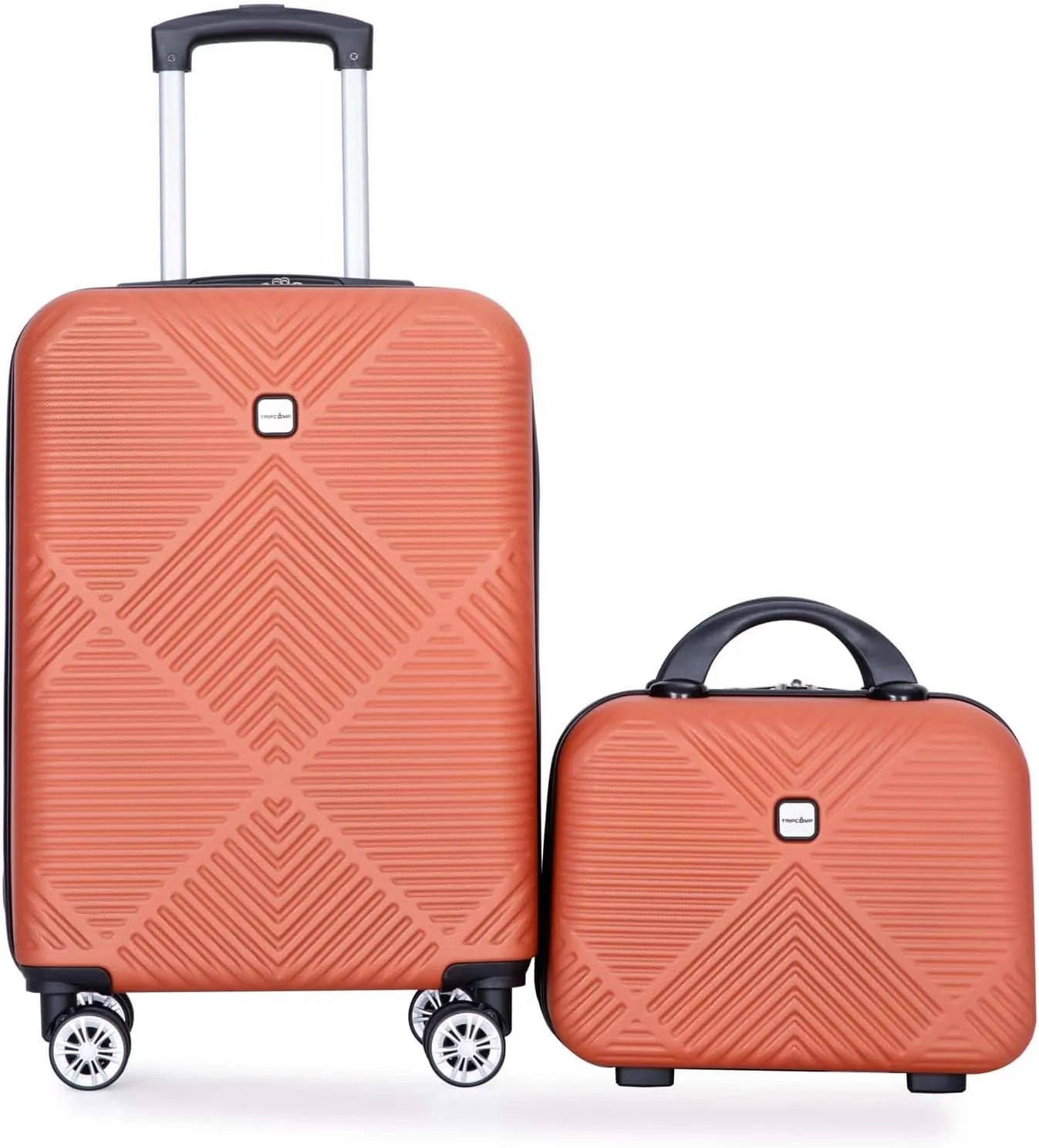 Carry-on Luggage 22x14x9 Airline Approved, 20 Inch Carry on Luggage with Wheels, Hardside Carry On Luggage Set & International Hardshell Luggage Sets 2 Piece with 14 Inch Case (Orange Dark Orange)
