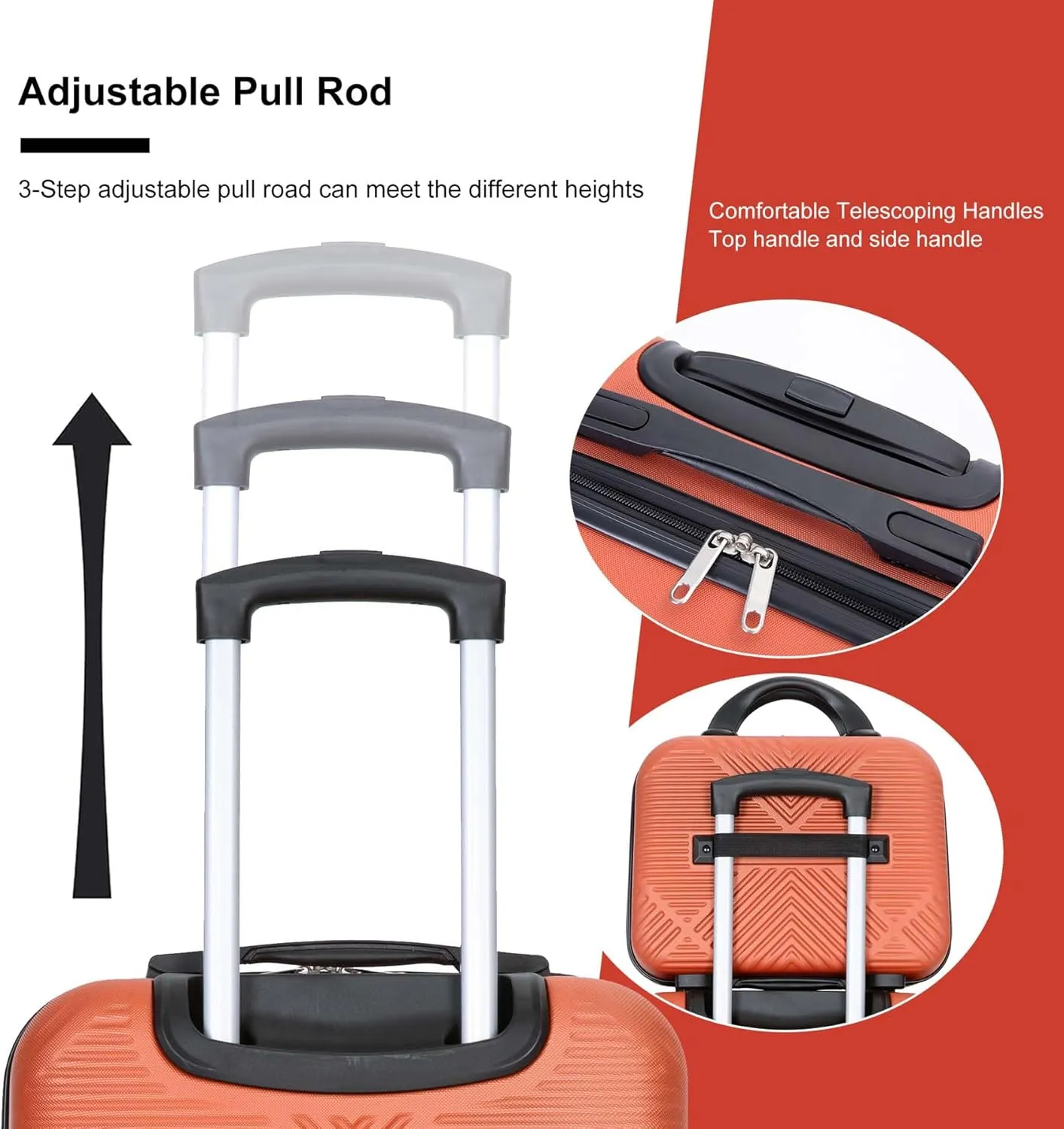 Carry-on Luggage 22x14x9 Airline Approved, 20 Inch Carry on Luggage with Wheels, Hardside Carry On Luggage Set & International Hardshell Luggage Sets 2 Piece with 14 Inch Case (Orange Dark Orange)