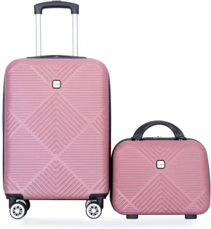 Carry-on Luggage 22x14x9 Airline Approved, 20 Inch Carry on Luggage with Wheels, Hardside Carry On Luggage Set & International Hardshell Luggage Sets 2 Piece with 14 Inch Case (Pink)