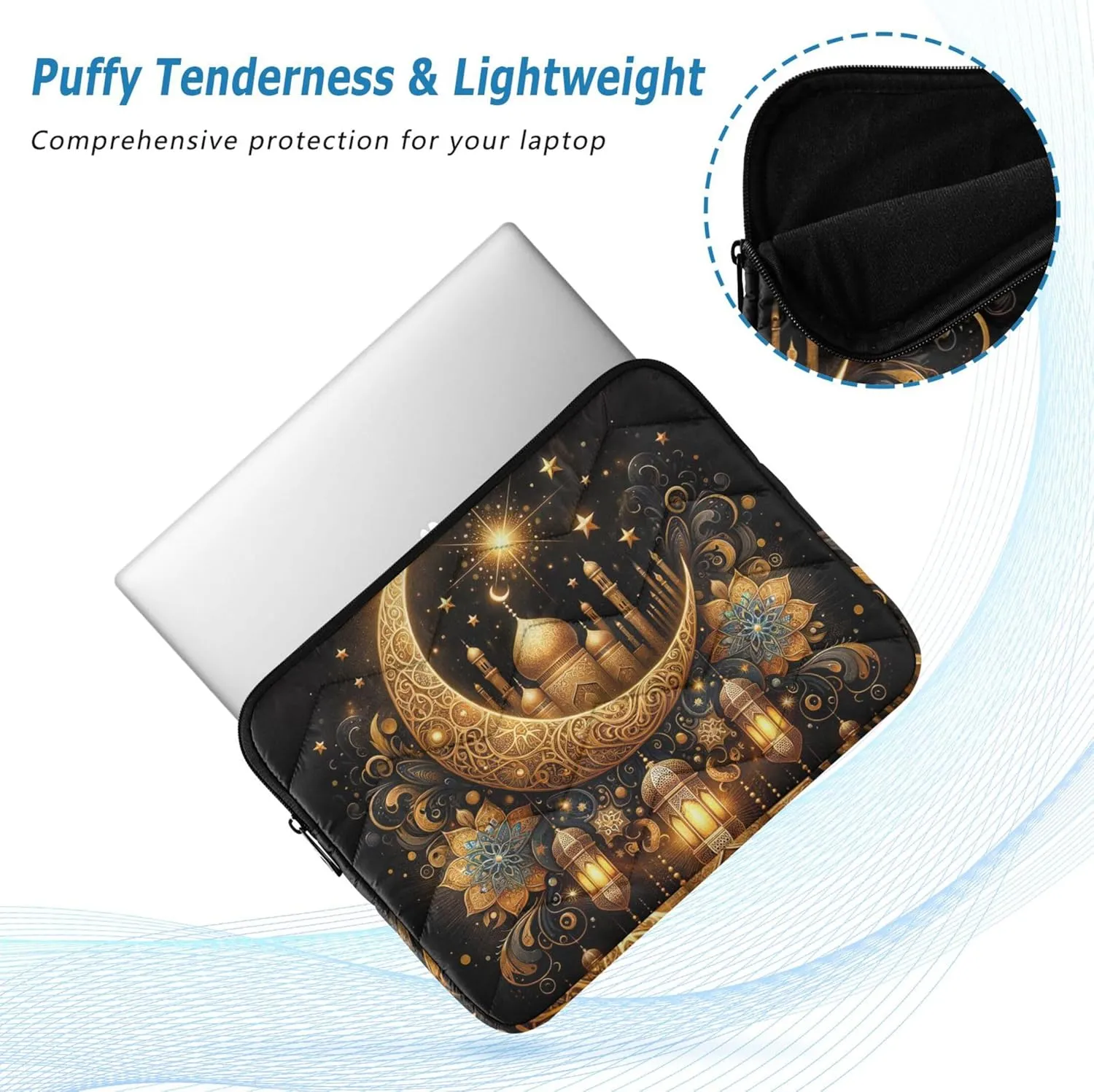 CHIFIGNO Lantern Crescent Glow Gold Laptop Work Bags for Women, 13-13.3 Inch Laptop Bags for Women, Womens Work Bag