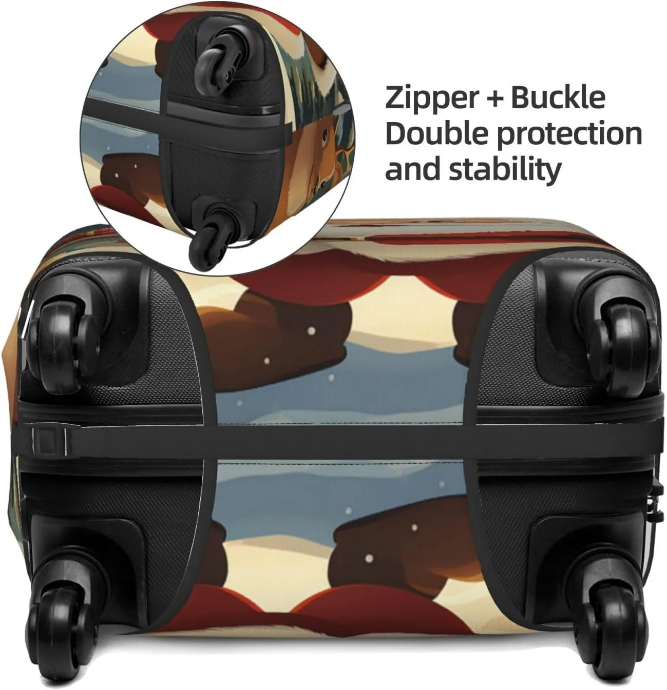 Christmas Santa Claus Luggage Cover for Suitcase Tsa Approved, Spandex Stretch Suitcase Protector Washable Baggage Covers Travel Luggage Sleeve Large Suit Case Cover Fit 18-32 Inch