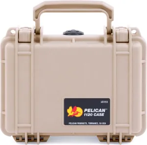 ColorCase Pelican Protector 1120 Case Desert Tan - Small Size Waterproof Case with Pick & Pluck Foam & Convoluted Lid Foam - Desert Tan Latches