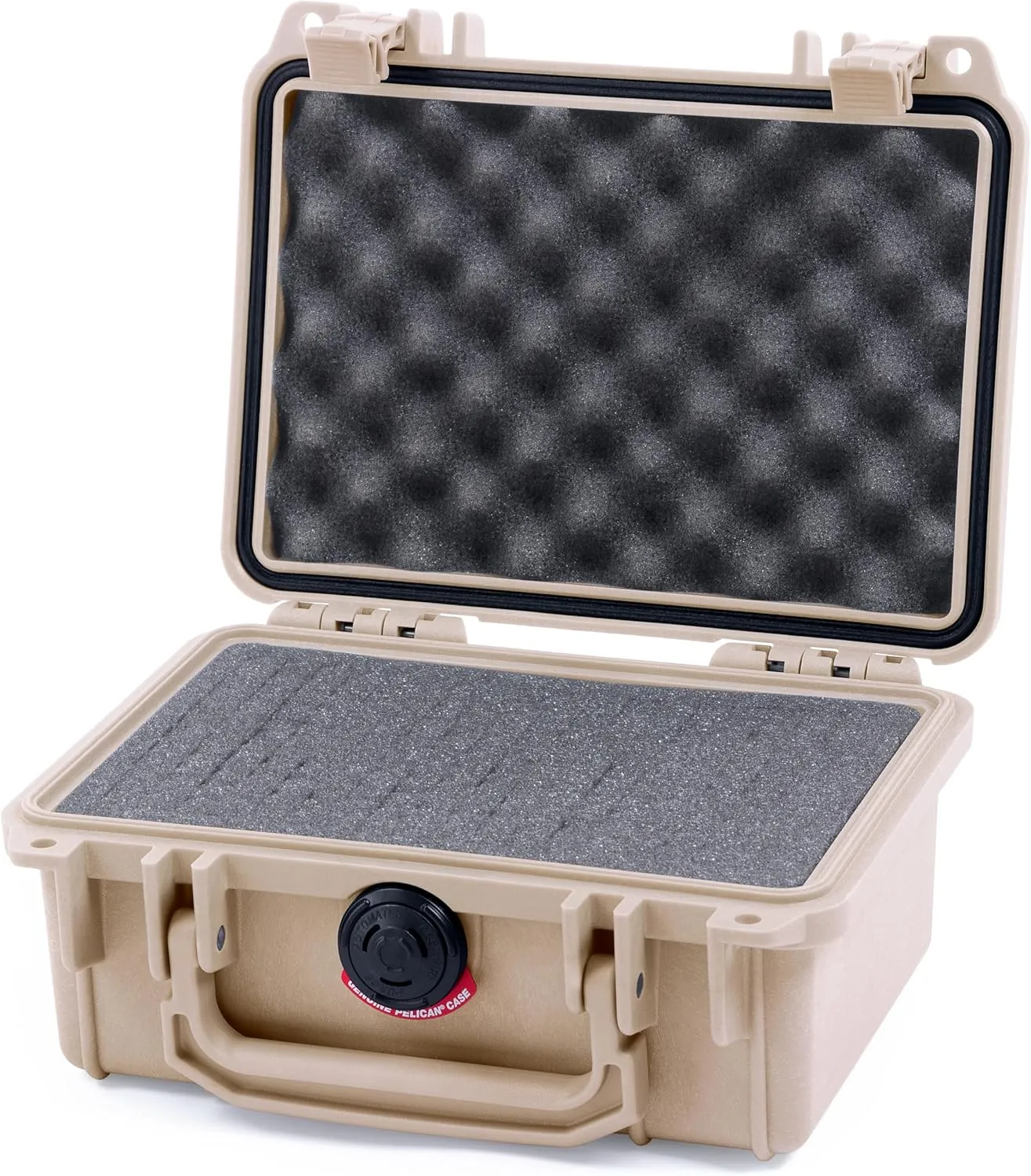 ColorCase Pelican Protector 1120 Case Desert Tan - Small Size Waterproof Case with Pick & Pluck Foam & Convoluted Lid Foam - Desert Tan Latches