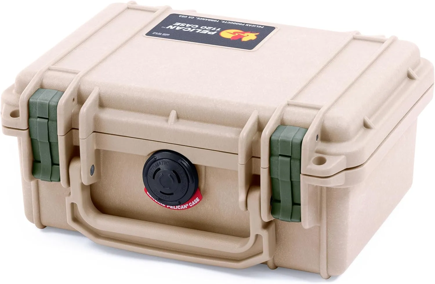 ColorCase Pelican Protector 1120 Case Desert Tan - Small Size Waterproof Case with Pick & Pluck Foam & Convoluted Lid Foam - OD Green Latches