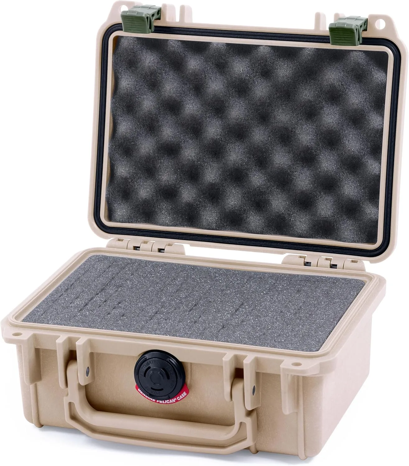 ColorCase Pelican Protector 1120 Case Desert Tan - Small Size Waterproof Case with Pick & Pluck Foam & Convoluted Lid Foam - OD Green Latches