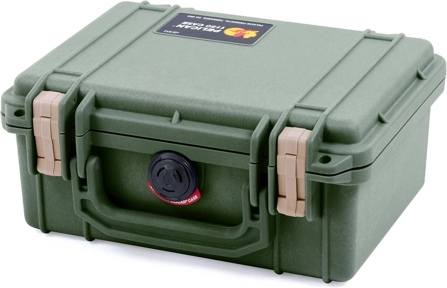 ColorCase Pelican Protector 1150 Case OD Green - Small Size Waterproof Case with Pick & Pluck Foam & Convoluted Lid Foam - Desert Tan Latches