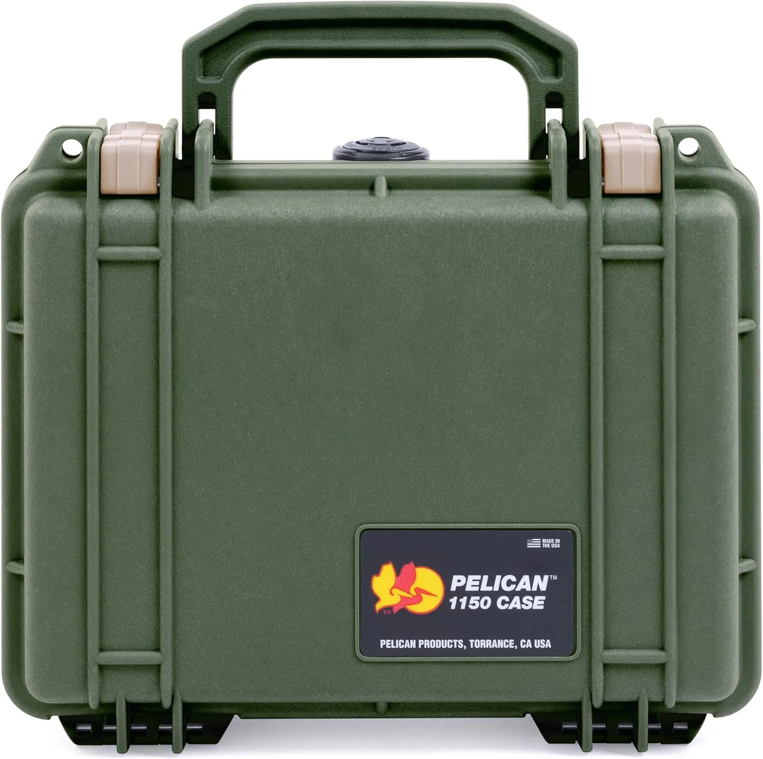 ColorCase Pelican Protector 1150 Case OD Green - Small Size Waterproof Case with Pick & Pluck Foam & Convoluted Lid Foam - Desert Tan Latches