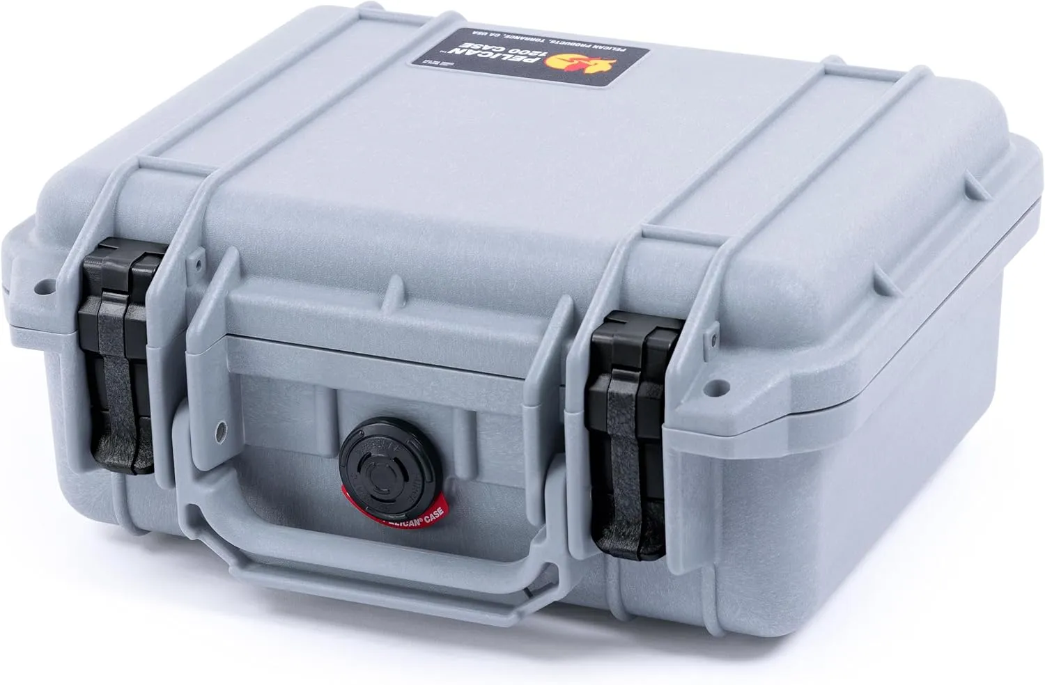 ColorCase Pelican Protector 1200 Case Silver - Small Size Waterproof Case with Pick & Pluck Foam & Convoluted Lid Foam - Black Latches