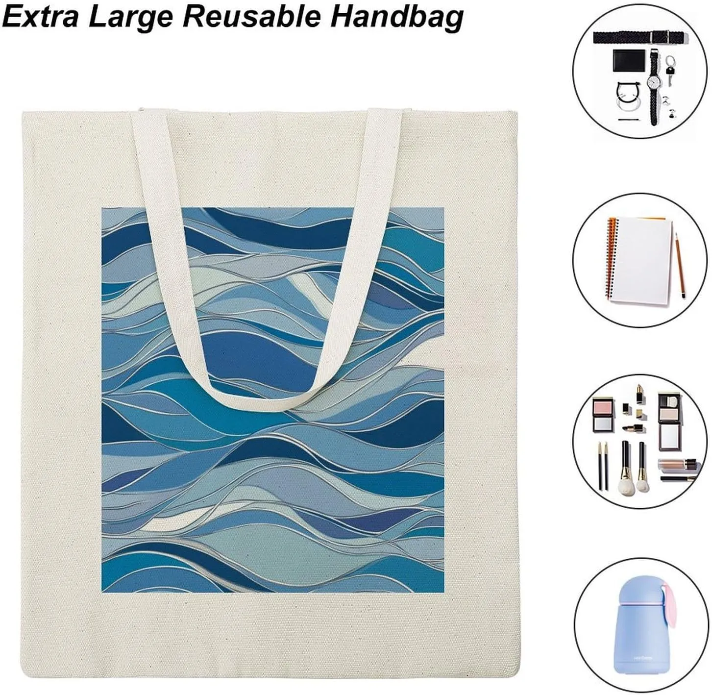 Colorful Cupcakes Thick Canvas Tote Bag Sweet Cake Travel Beach Bag for Shopping Gym