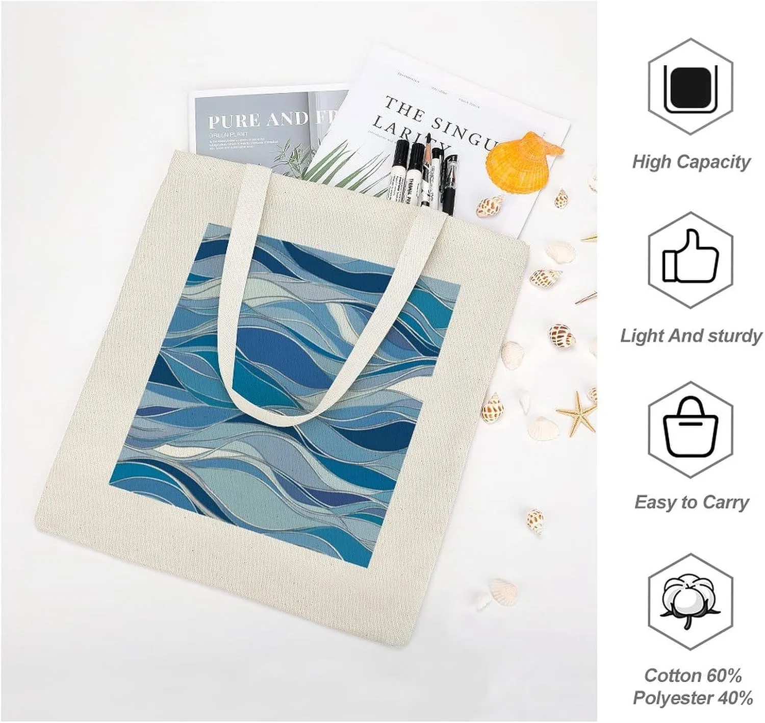 Colorful Cupcakes Thick Canvas Tote Bag Sweet Cake Travel Beach Bag for Shopping Gym