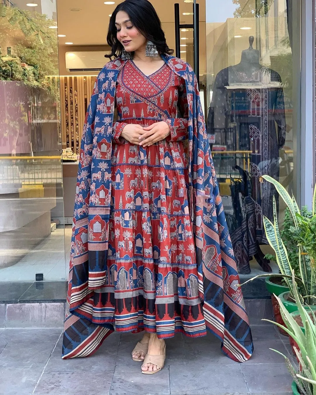 Comfortable And Stylish Pure Cotton Suit Cum Gown Set Which Is Beautifully Decorated With Intricate Hand Work, Jari Work And Lace Detailing In Neck