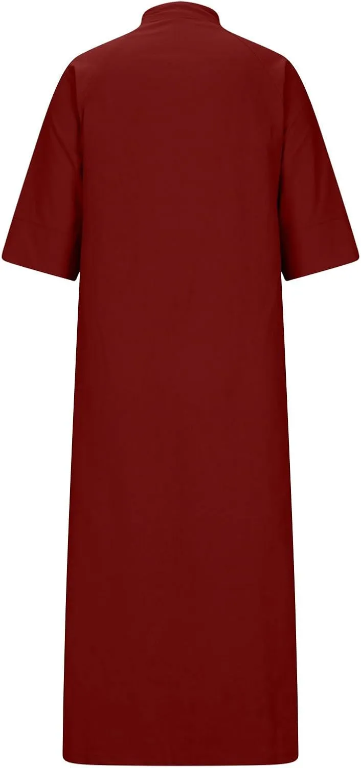 Cotton Linen Shirt Dress for Women Summer Button-Down Blouse Tops Flowy Loose A-Line Midi Dress Tunic Dress Plus Size