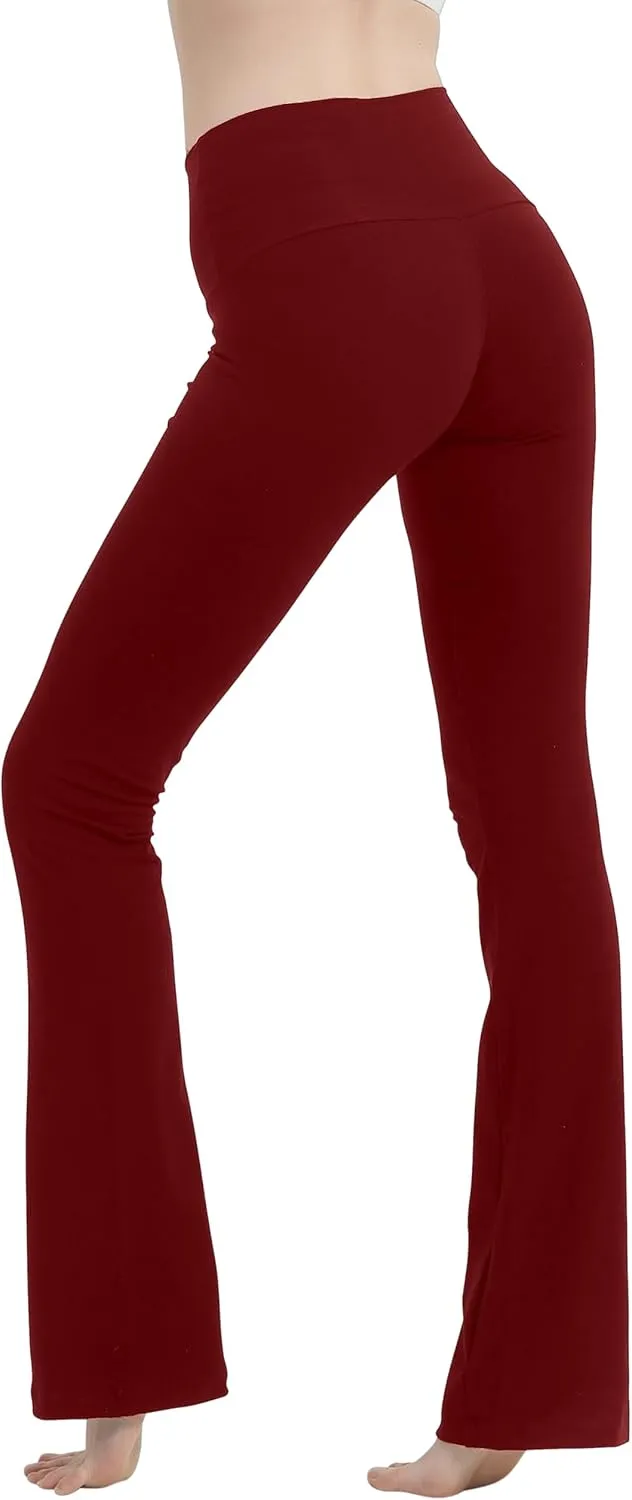 Cotton Spandex Low Rise Bootcut Flare Yoga Pants Legging(Regular Size/Plus Size) S-5XL (32"/34"/36" Inseam)