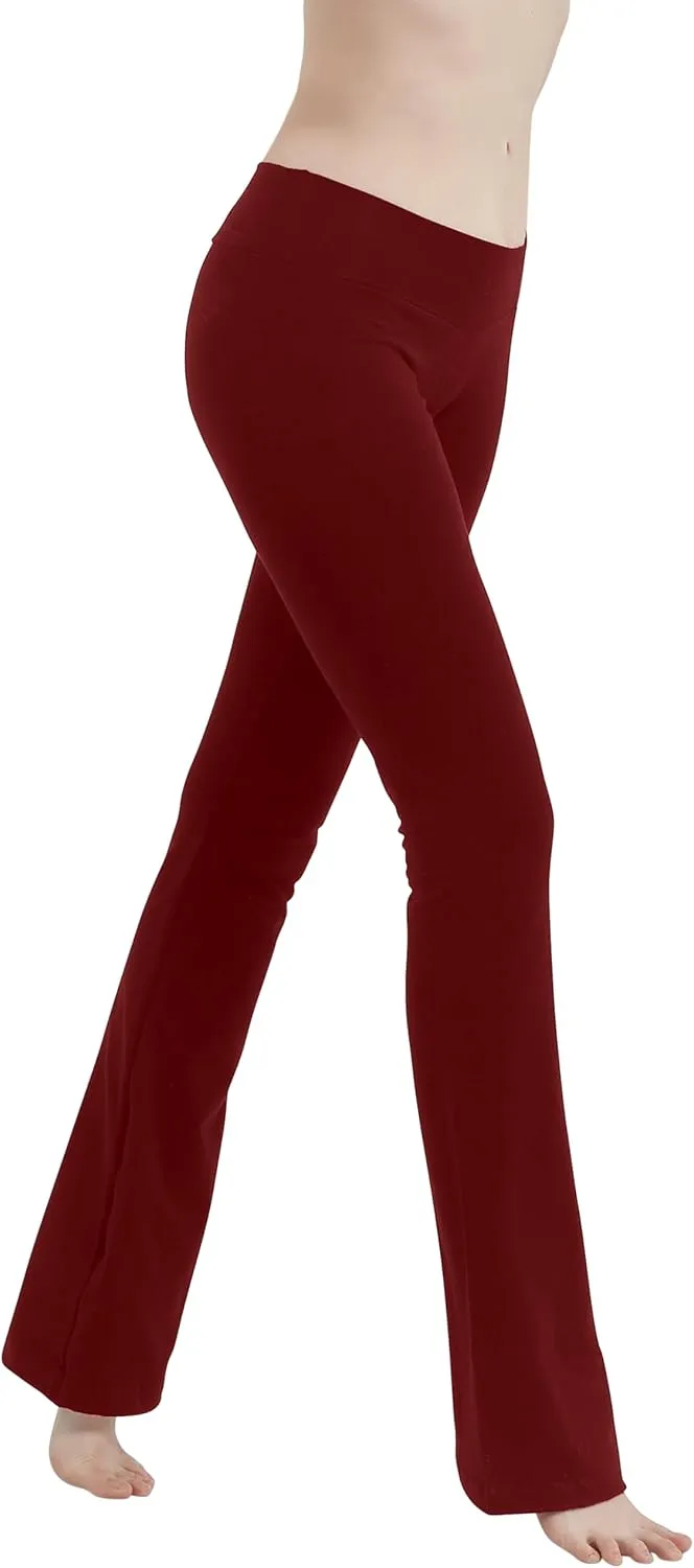 Cotton Spandex Low Rise Bootcut Flare Yoga Pants Legging(Regular Size/Plus Size) S-5XL (32"/34"/36" Inseam)