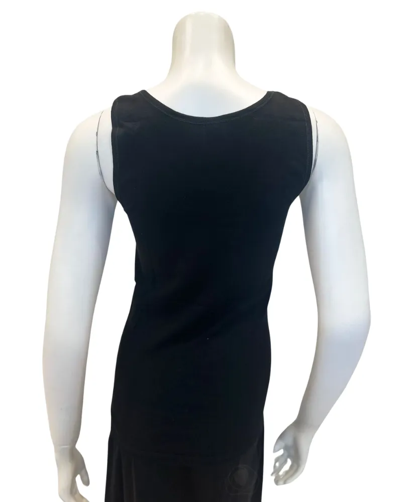 Cotton Touch Black Cotton Sleeveless Wide Straps Undershirt