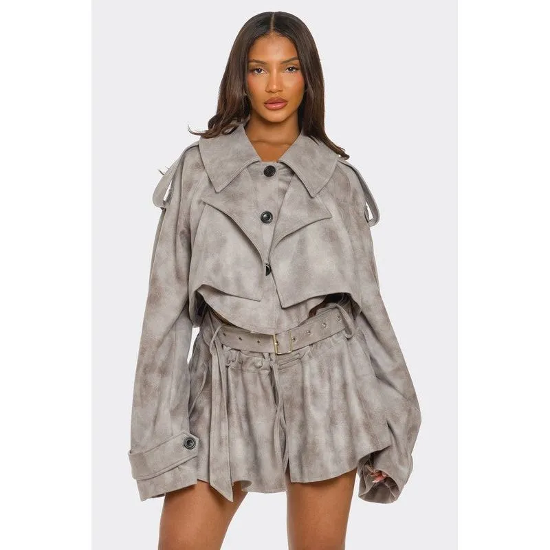 Cropped Trench Set