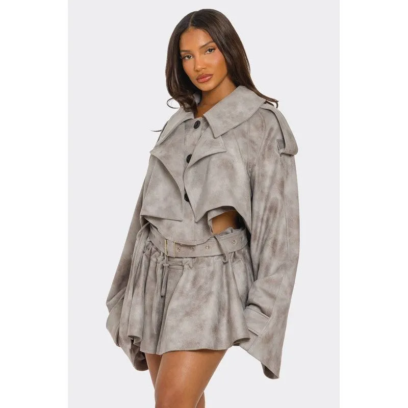 Cropped Trench Set