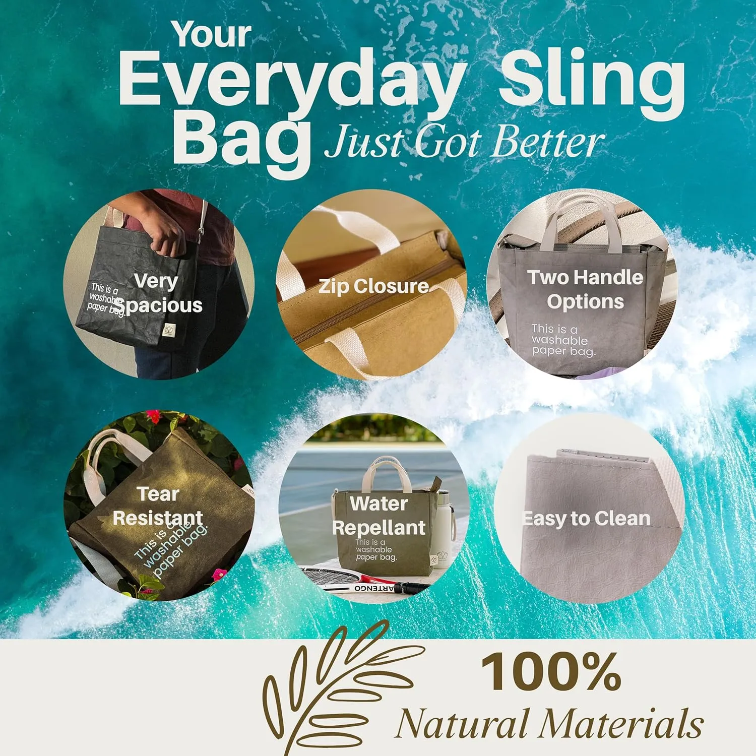 Crossbody Bags for Women & Men - Eco-Friendly Sling Bag & Tote Bag for Women, Lightweight Reusable Travel Bag