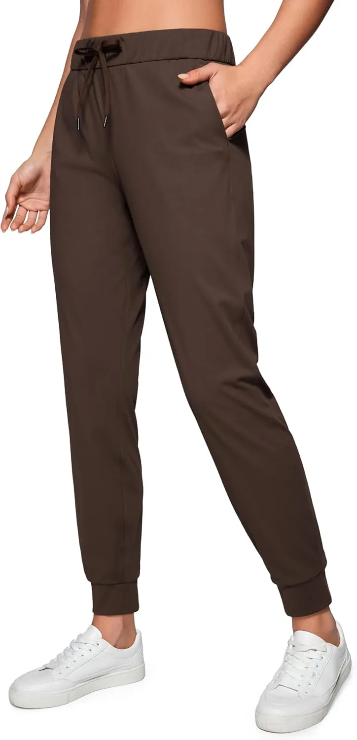 CRZ YOGA 4-Way Stretch Golf Joggers for Women, 28" Casual Travel Workout Pants, Lounge Athletic Sweatpants with Pockets