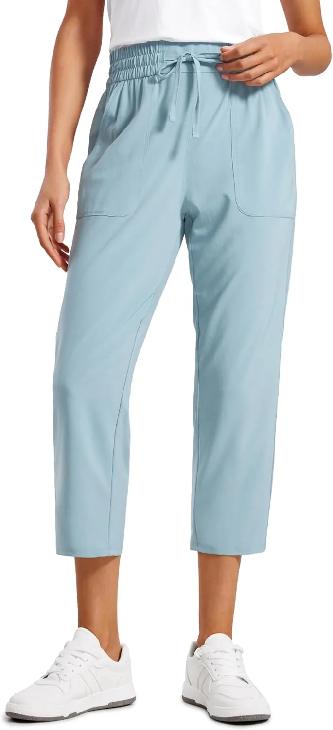 CRZ YOGA Lightweight Capri for Women 23" Cropped Casual Lounge Work Athletic Travel Pants with Pockets Quick Dry Summer