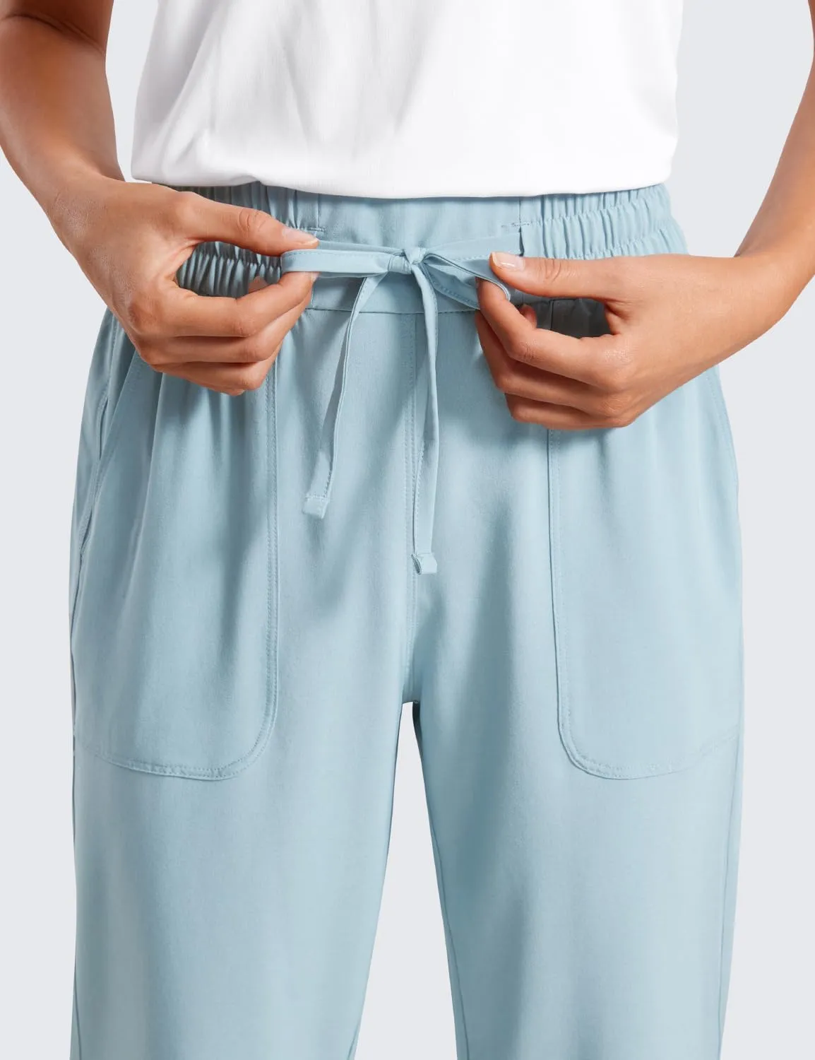 CRZ YOGA Lightweight Capri for Women 23" Cropped Casual Lounge Work Athletic Travel Pants with Pockets Quick Dry Summer