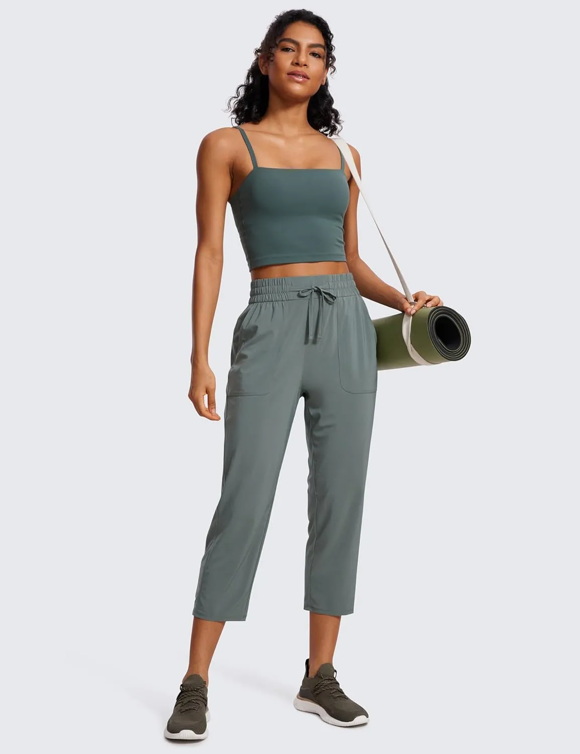 CRZ YOGA Lightweight Capri for Women 23" Cropped Casual Lounge Work Athletic Travel Pants with Pockets Quick Dry Summer