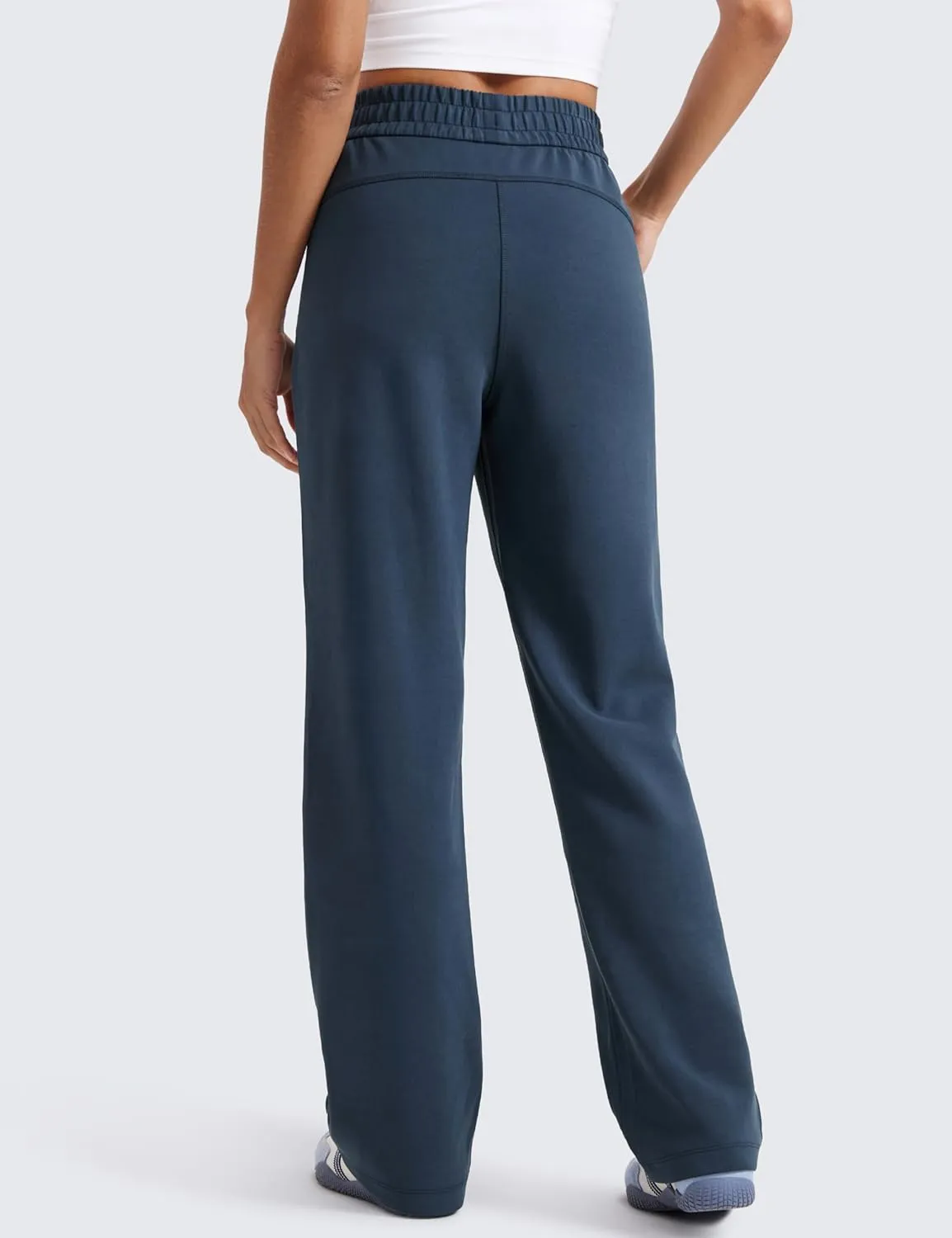 CRZ YOGA SoftAura Wide Leg Sweatpants Women 31" Modal High Waisted Lounge Travel Casual Sweat Pants with Pockets Drawstring