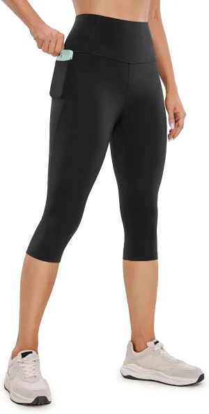 CRZ YOGA Womens Butterluxe Workout Capri Leggings with Pockets 17 Inches - High Waisted Crop Gym Yoga Pants Buttery Soft