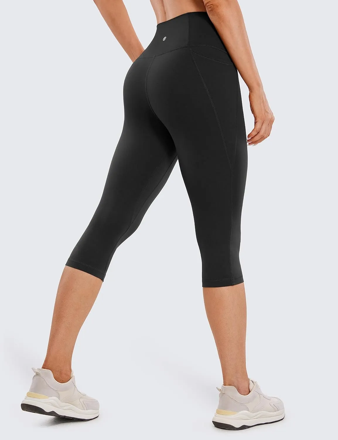 CRZ YOGA Womens Butterluxe Workout Capri Leggings with Pockets 17 Inches - High Waisted Crop Gym Yoga Pants Buttery Soft