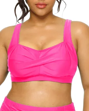 Daci Women Plus Size Push up Bikini Top Only Full Coverage Swimsuit Tops Twist Front Bathing Suit Bra for Large Bust