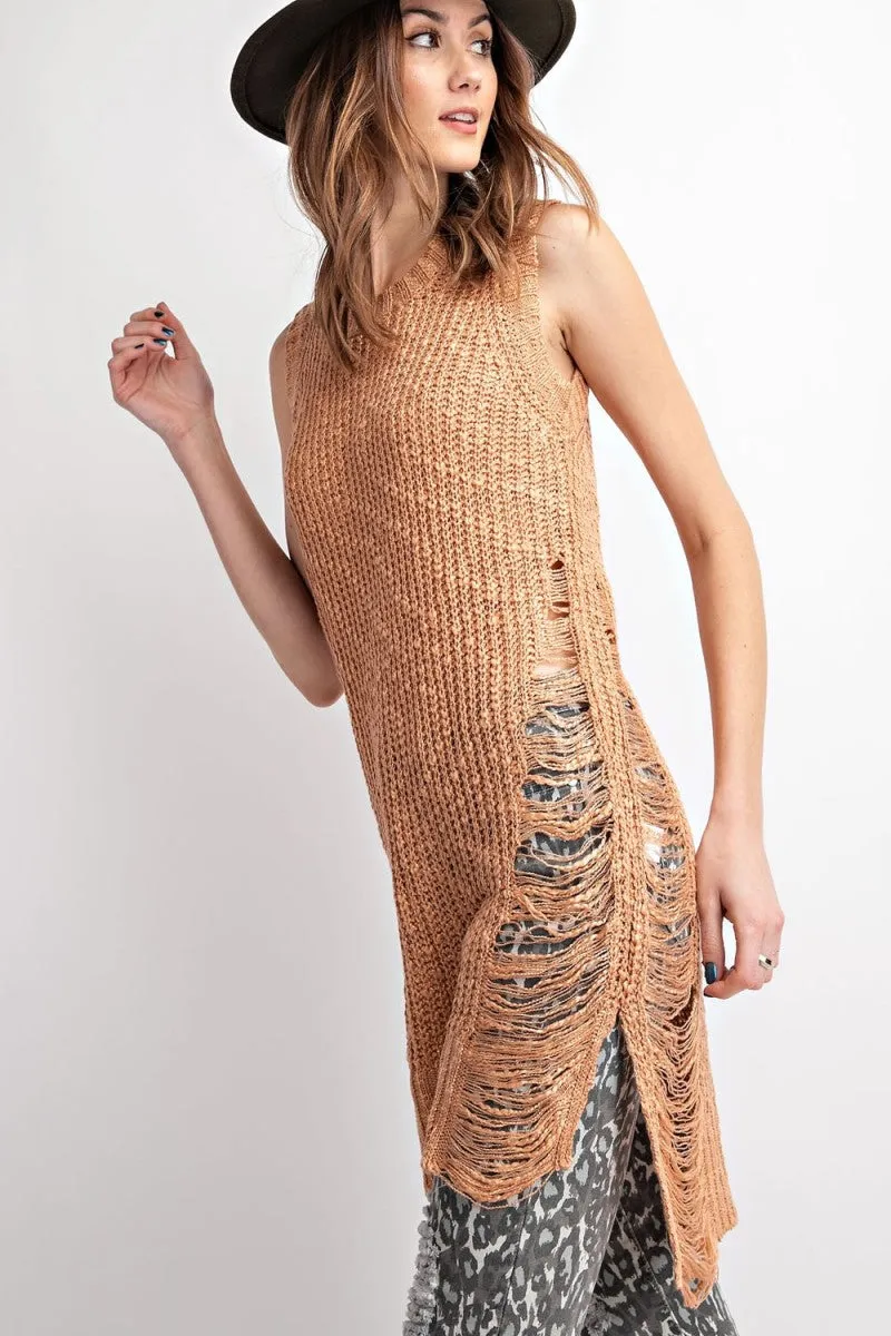 Danni Distressed Sleeveless Sweater
