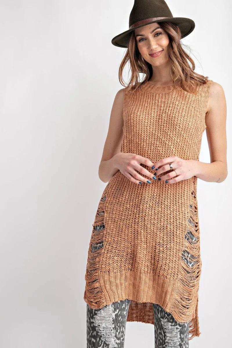 Danni Distressed Sleeveless Sweater
