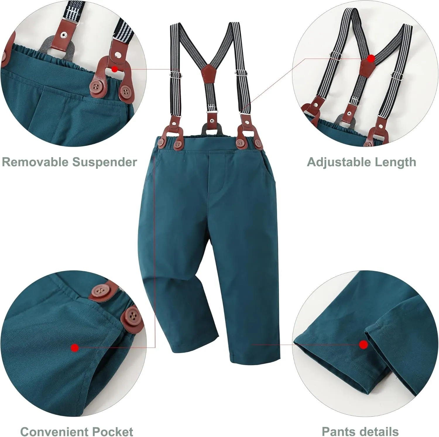 DISAUR Baby Boy Clothes Suits Toddler Dress Shirt With Bowtie Suspender Pants Outfit Sets Gentleman Wedding 1-6 Years