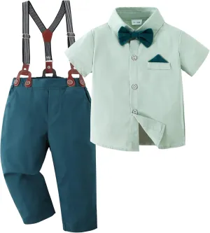 DISAUR Baby Boy Clothes Suits Toddler Dress Shirt With Bowtie Suspender Pants Outfit Sets Gentleman Wedding 1-6 Years