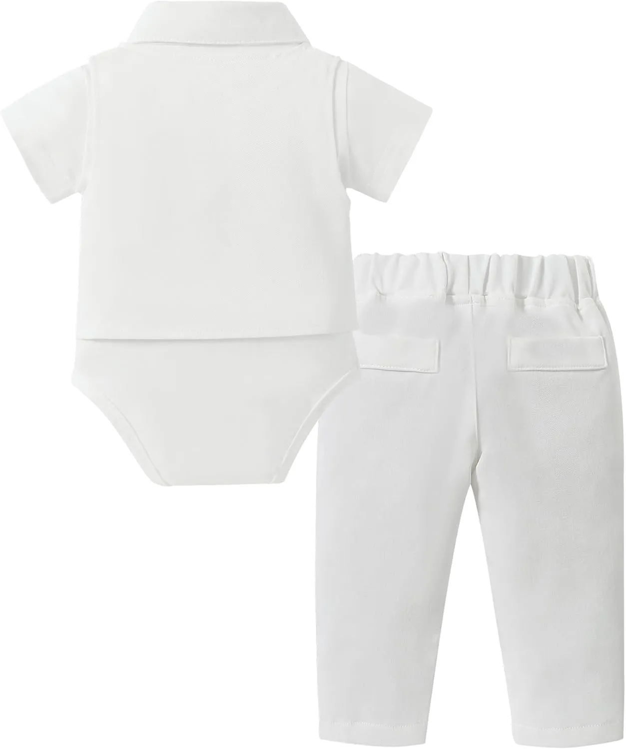 DISAUR Baby Boy Clothes Toddler Boy Outfits 4PCS Gentleman Dress Romper/Vest/Pants/Bow Tie Cotton Suit Sets