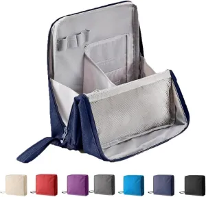 Doresty Makeup Bag, Standing Makeup Bag  Portable, Large Capacity, Travel Waterproof Organizer with Compartments for Women and Men(Navy)
