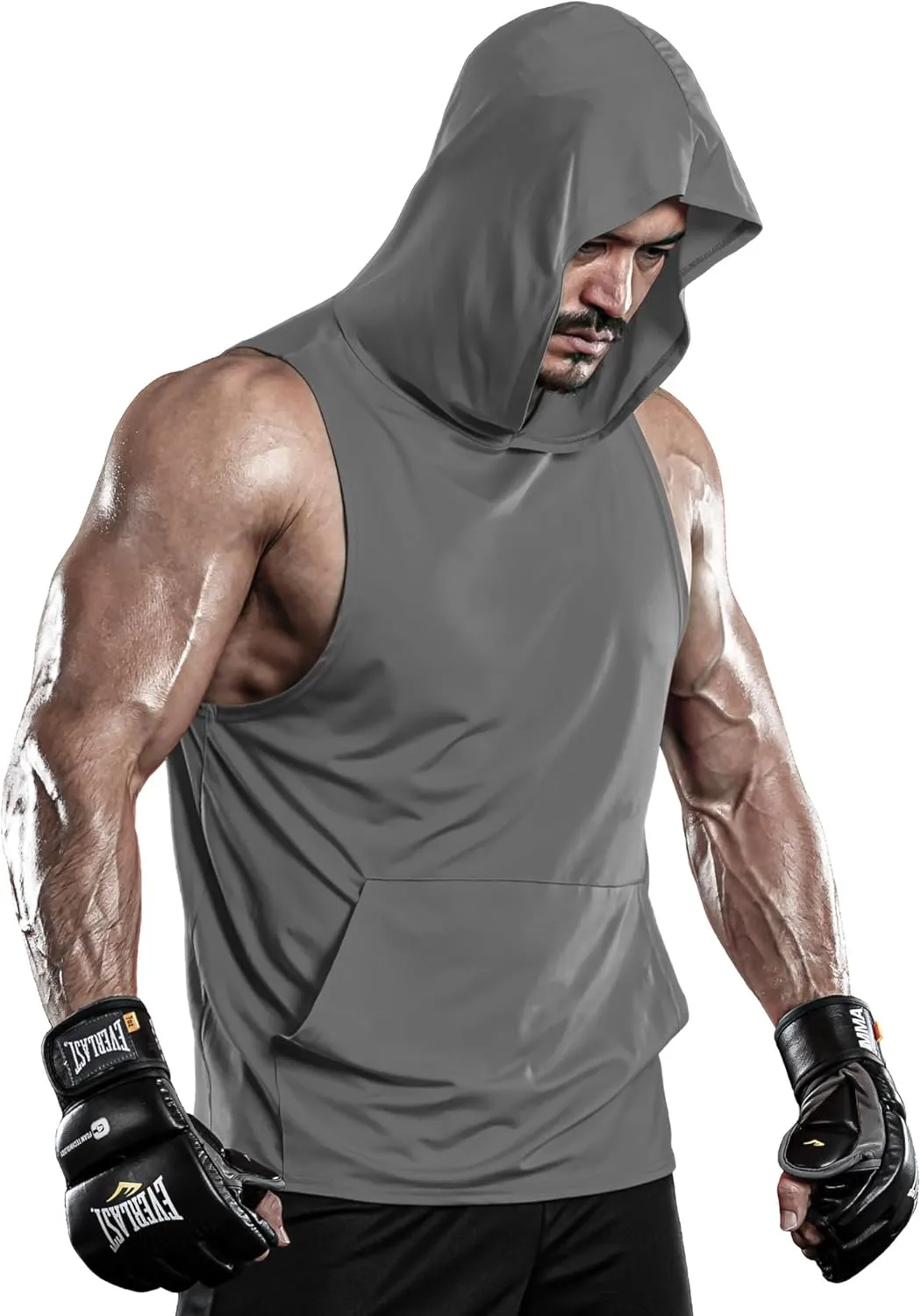 DRSKIN 2 or 1 Pack Men's Hooded Tank Tops Bodybuilding Muscle Cut Off T Shirt Sleeveless Gym Training Hoodies Workout Dry