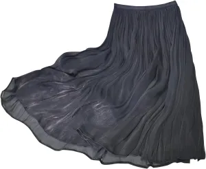 ebossy Women's High Elastic Waist Pleated Shiny Lustrous Flowy Swing A-line Midi Skirts