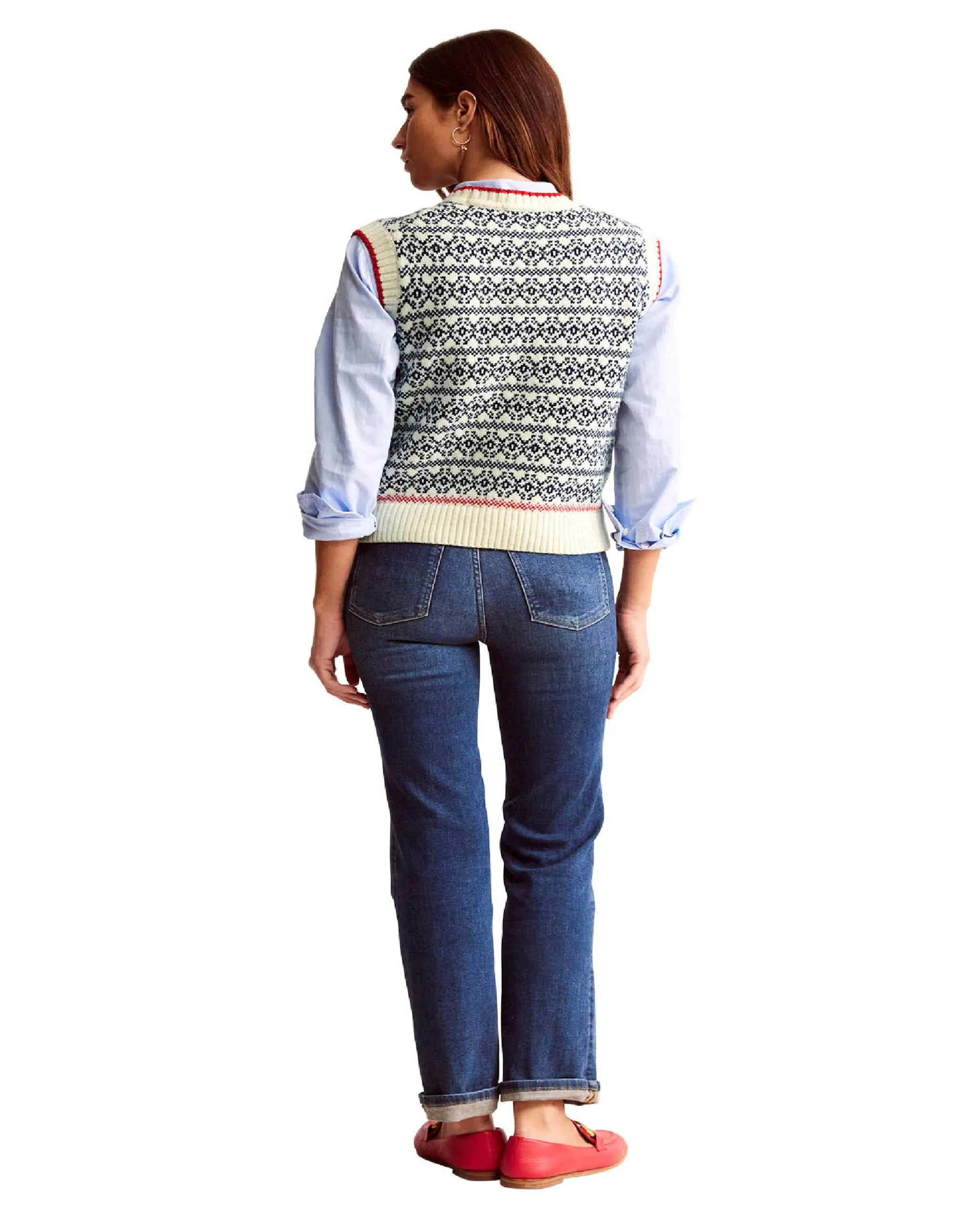 Eleanor Fair Isle Tank-Warm Ivory