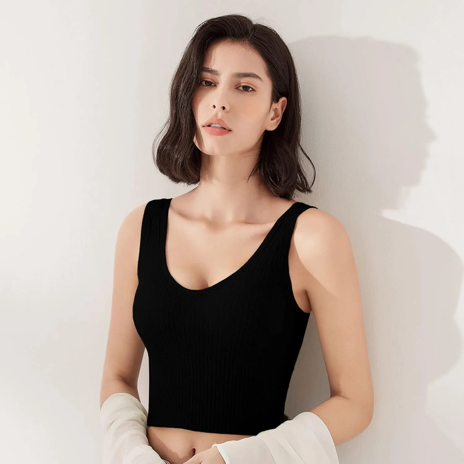 Eleplus 4 Pieces Comfy Cami Bra for Women Crop Top Yoga Bralette Longline Padded Lounge Bra Pack of 4