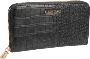 ELLEN TRACY Faux Leather Croco Zip Around Wallet (Black)